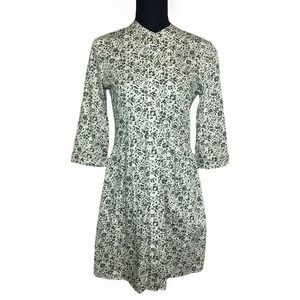 TUCKERNUCK Women's Meadow Ditsy Royal Button Front Shirt Green Floral Dress XXS‎